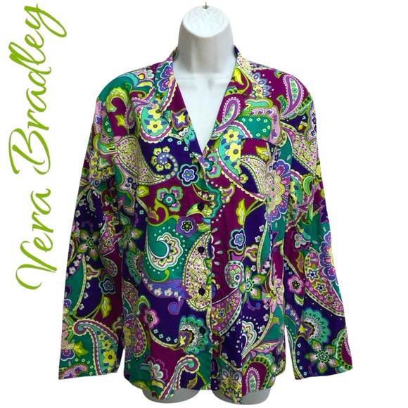 Vera Bradley Colorful Paisley Lightweight Button Up Cotton Shirt - Women’s Small - Picture 13 of 13